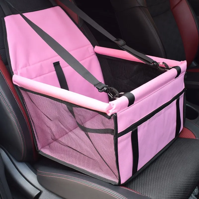 padded pet booster seat strapped to a car seat