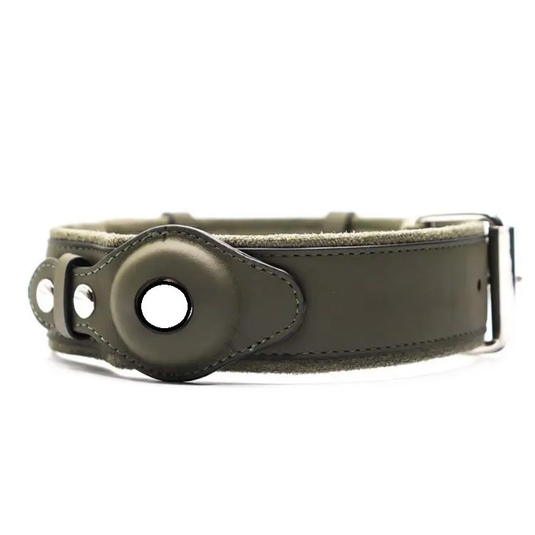 leather dog collar with a tracker pocket